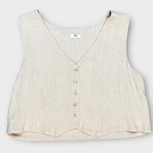 NLT CROPPED BUTTON DOWN VEST LINED MADE IN LA CREAM LARGE